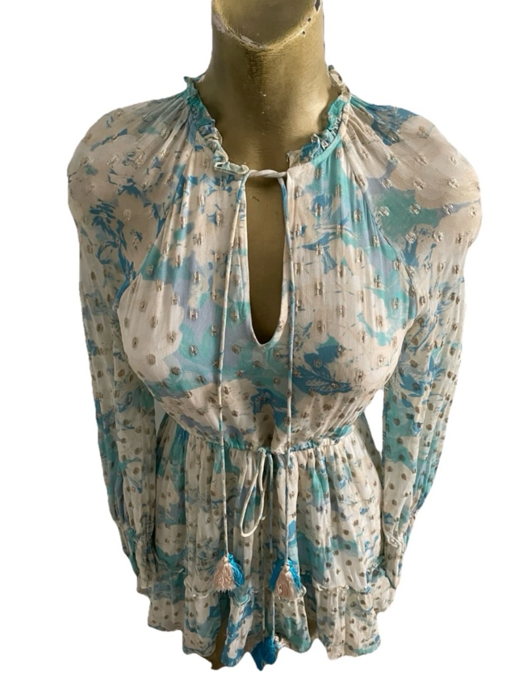 HEMANT & NANDITA Floral Georgette METALLIC MINI DRESS Size Small - Picture 12 of 16
